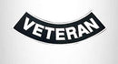 VETERAN White on Black w/Boarder Iron On Sew On Bottom Rocker Large Back Patch for Jacket Vest