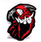 Left Reaper Red & white on Black Iron On Sew On Small Patch for Jacket Vest