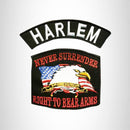 HARLEM and NEVER SURRENDER Small Patches Set for Biker Vest