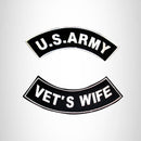 US ARMY VET'S WIFE VETERAN Iron on 2 Patches Set Sew on for Vest Jacket