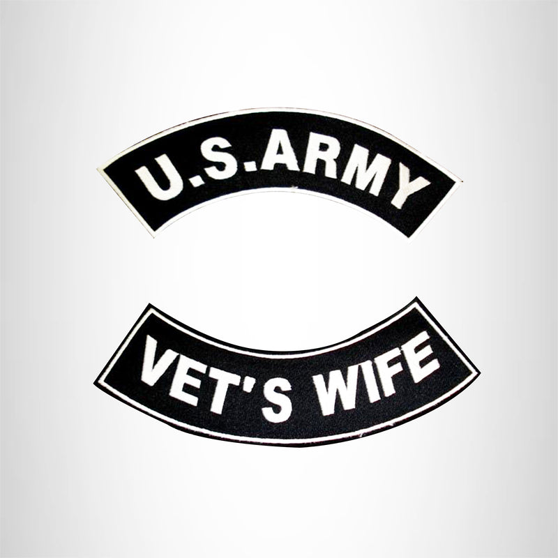 U.S. Army Vet's Wife Iron on 2 Patches Set Sew on for Vest Jacket