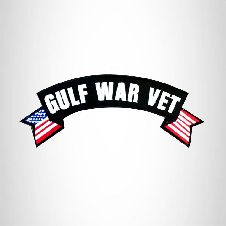 GULF WAR VET USA Flag Banner Iron on Top Rocker Patch for Biker Vest Jacket