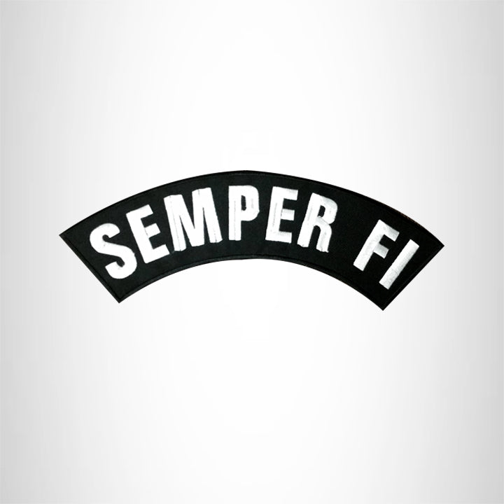 SEMPER FI White on Black Top Rocker Patch for Biker Vest Jacket TR286