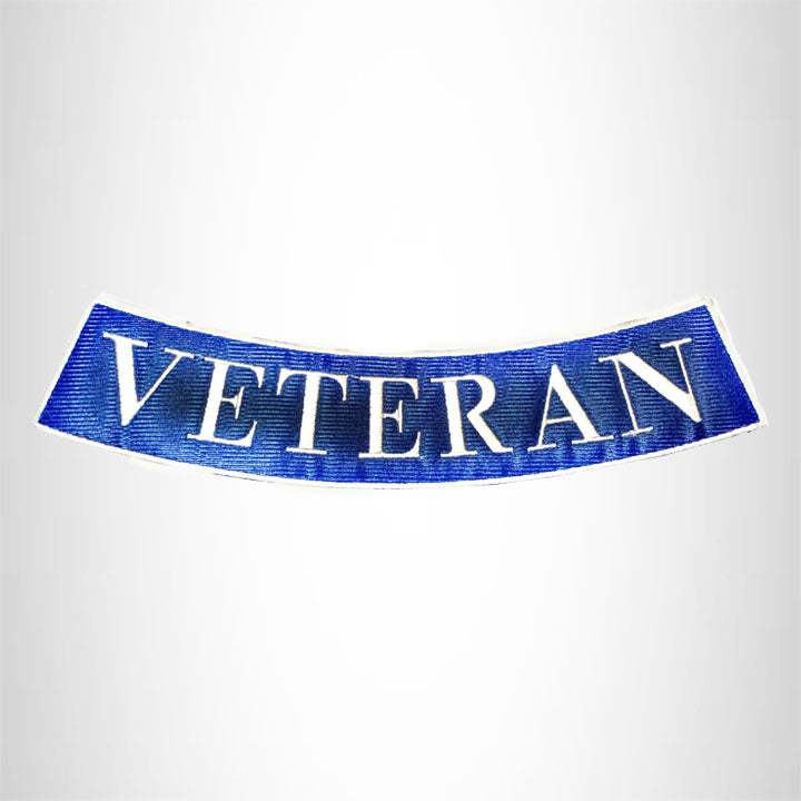 VETERAN White on Dark Blue with Boarder Bottom Rocker Patch for Vest BR430