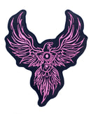 V-TWIN EAGLE PHOENIX Pink on Black Patch for Vest Jacket-STURGIS MIDWEST INC.