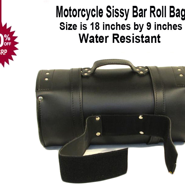 Bag Fork Handlebar Saddlebag Roll Barrel Pouch 10 Inch Leather Motorcycle  Tool
