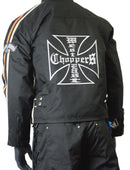 MOTORCYCLE WEATHER JACKET ORANGE ON BLACK CHEST SIZES 56-STURGIS MIDWEST INC.