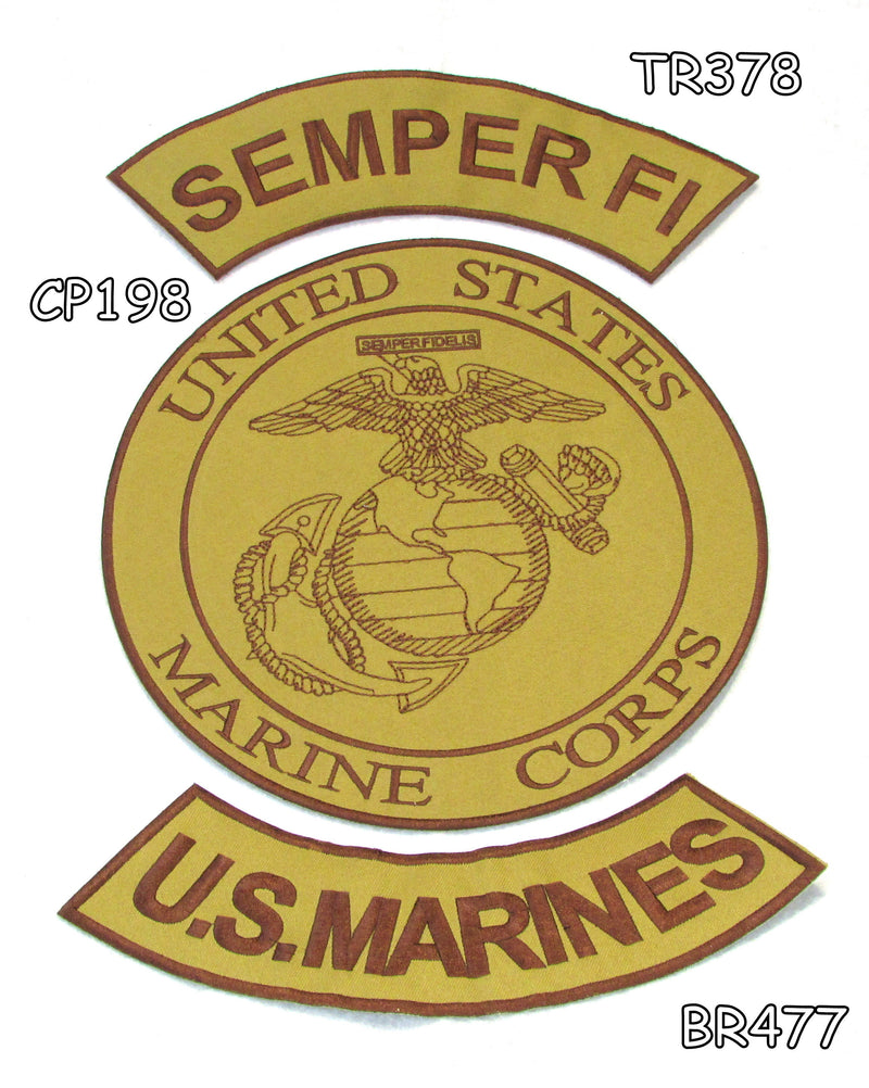 Semper Fi Marine Crop Iron on Sew on Patches Set for Biker Jacket Vest